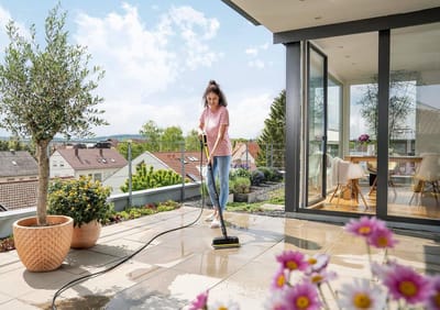 Oppervlaktereiniger PS 30 powerscrubber voor hogedrukreinigers K 2 - K 7 - borstelkop 360 graden draaibaar - geïntegreerde sproeiers - uitwisselbaar wisserblad