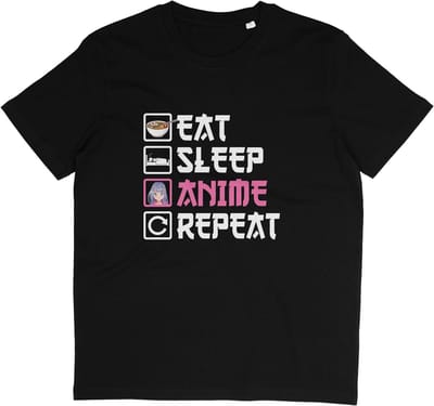 T Shirt Dames en Heren - Grappige Anime Print Tekst - Biologisch Katoen - Zwart - XS