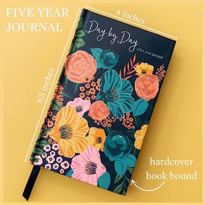 Dagelijks Dagboek voor Reflectie en Mindfulness - 5-Jarig Notitieboek met Een Regel per Dag - Hardcover met Tuinbloemen