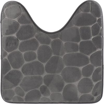 Tendance Toiletmat/wc mat Pebble - microfiber - Memory Foam - donkergrijs - 45 x 50 cm - badkamer mat