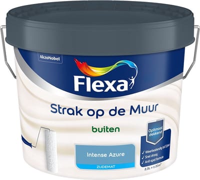 Flexa - Strak Op De Muur Buiten Zijdemat - Intense Azure - Mengverf - 2,5 L