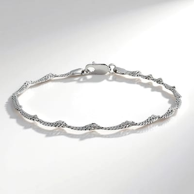 Cavill - Elegante Verstelbare Zilveren Armband - 925 Sterling Zilver Gerhodineerd - Gedraaide Golvende Design - Unisex Dames & Heren Sieraad
