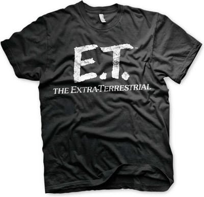 E.T. Heren Tshirt -S- Extra-Terrestrial Distressed Logo Zwart