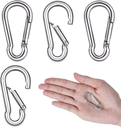 Zware Duurzame RVS Carabiners - 4 Stuks M6 Haak voor Outdoor, Hiking en Kamperen