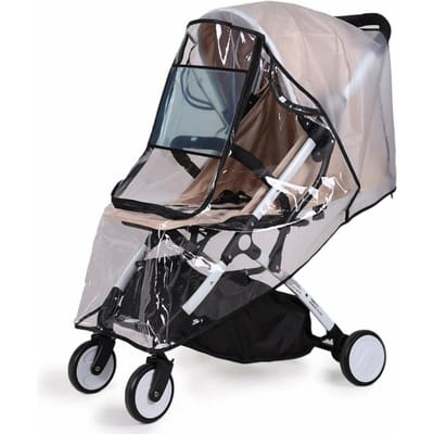 Housse de Pluie pour Poussette Bébé Transparente Réglable Antichoc Coupe-vent pour Poussette Noir noir