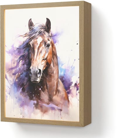 Nachtlampje 30x40 cm - Kinder lamp - Paard - Dieren - Meisjes - Paars - Bruin - Tafellamp kinderkamer draadloos - Slaapkamer lampje - Bedlamp kinderen - Kinderlampje - Wandlamp babykamer - Nachtlampjes