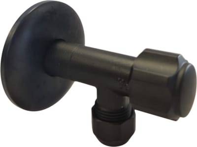 Solidparts Hoekstopkraan Zwart met rozet 10mm x 3/8"
