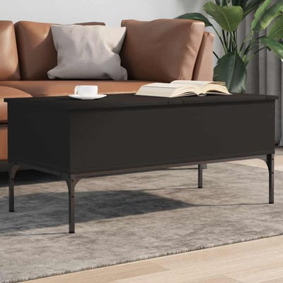 vidaXL - Salontafel - 100x50x45 - cm - bewerkt - hout - en - metaal - zwart