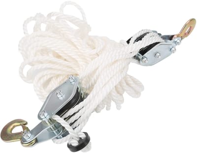 Allecto - Opheffende katrol - Heavy Duty katrolblok - Gegalvaniseerd staal - 4000LB laadcapaciteit - Nylon touw - Industriële bouwplaatsen - 20 m