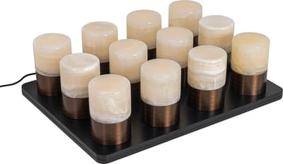 QAZQA alessia - Art Deco Dimbare LED Draadloze Oplaadbare Tafellamp USB met Dimmer - 1 lichts - H 12 cm - Brons - Buitenverlichting