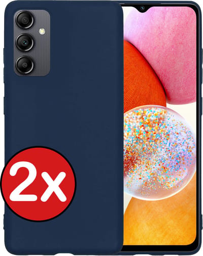 Hoesje - 2 Stuks - Geschikt voor Samsung Galaxy A14 - Sterk & Shockproof - Telefoonhoes - Back Cover - Case Siliconen - Telefoon Hoes - Donkerblauw