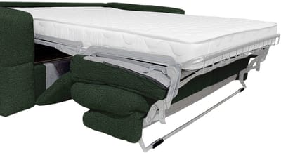 Vente-unique Vierzitsslaapbank express in groene teddystof - Slaapoppervlak 160 cm - Matras 20 cm ISSORO