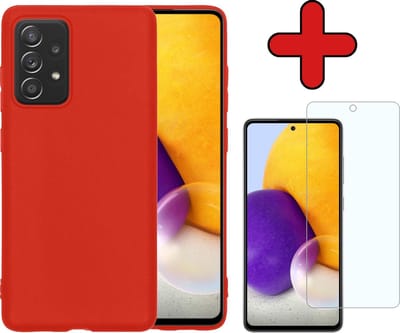 Hoesje - Met Screenprotector - Geschikt voor Samsung Galaxy A72 - Sterk & Shockproof - Telefoon Hoes - Back Cover - Siliconen Case - Telefoonhoes - Rood