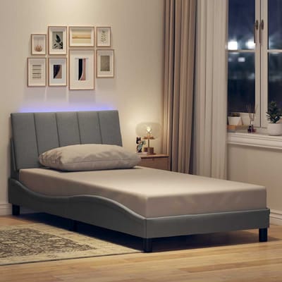 vidaXL - Bedframe - zonder - matras - "Hanko" - 100x200 - cm - stof - lichtgrijs