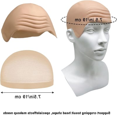 2 Stuks Rimpelloze Hoofdkap voor Cosplay, Latex Hoofdkap en Haarnet voor Neppenkop en Scalp Props