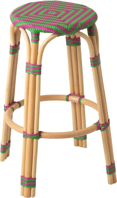 J-Line kruk Geo - polyresin/rotan - roze/groen - 2 stuks