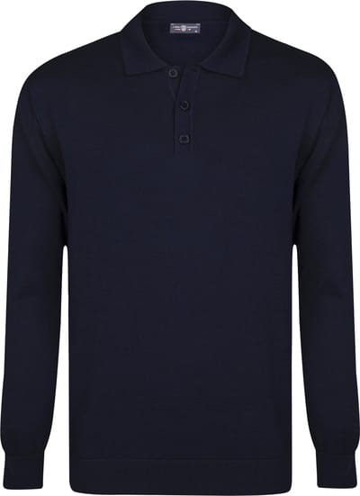 Jimmy Sanders Gebreide Polo Trui - Polo Kraag - Sweater - 100% Katoen Heren Navy - S