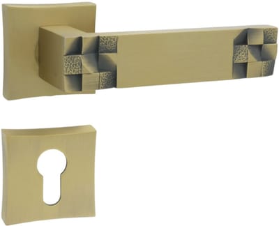 DOMINO TORO QR M3 MAT - Deurkruk op vierkante rozet - Mat bruin deurbeslag - Complete profielcilinderset voor PZ