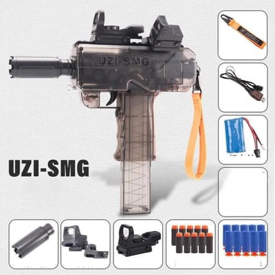 UZI Speelgoedpistool Elektrisch Zacht Kogel Continue Vuring Submachine Model Schietpistool Blaster voor Volwassenen Jongens Buiten CS Prop black
