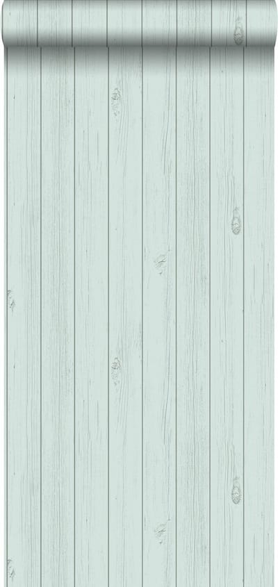 ESTAhome behang smalle sloophout planken vergrijsd mintgroen - 53 cm x 10.05 m - 128851