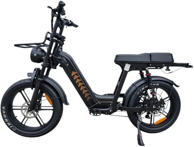 Ebikekopen.com Fatbike V20 Mini - Nieuwste Model - Hydraulische remmen - 2026/2027 Model - Incl. Slot - Telefoonhouder - Alarmsysteem - Achterrekje - Voetensteuntje - Met Accessoires - Elektrische Fiets - Bluethooth Speaker - QmWheel