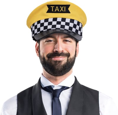 Funny fashion Verkleedkleren - pet - geel - Carnaval - volwassenen - taxi chauffeur - verkleed accessoires