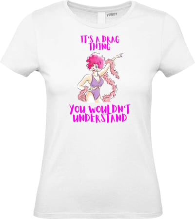 Dames T-shirt It's a Drag Thing | Gay pride shirt kleding | Regenboog kleuren | LGBTQ | Wit dames | maat XS