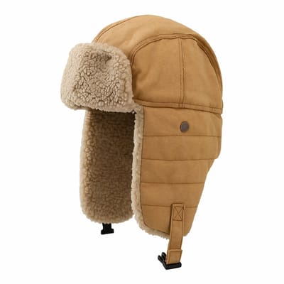 Russische Muts Sherpa – Ushanka Wintermuts met Oorflappen – Warm Gevoerd – Camel beige – Unisex