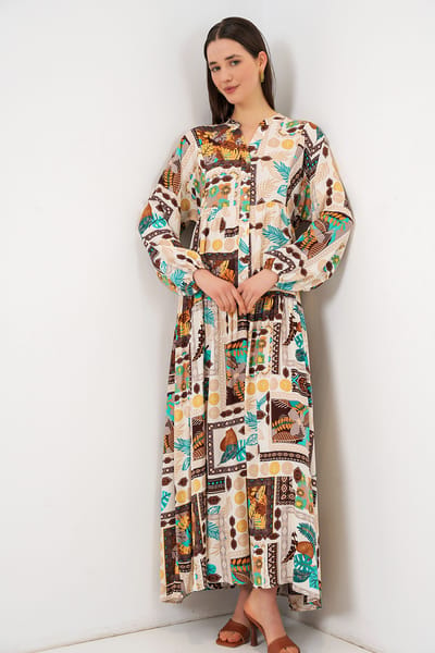 Gepubliceerd V-hals Maxi Jurk