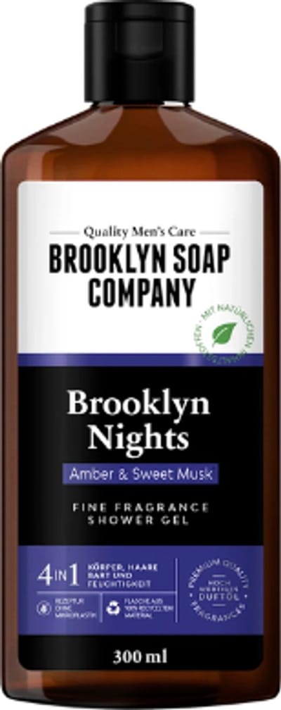 Brooklyn Soap Company - 4in1 Showergel Brooklyn Nights - Amber & Sweet Musk | 1x 300ml - Douchegel - Een moderne interpretatie van mannelijke sensualiteit