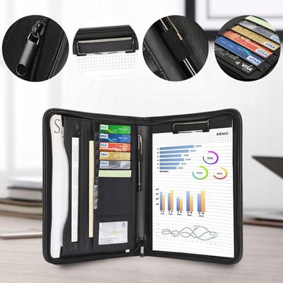 A4-map - Multifunctionele organizer met rits en meerdere compartimenten - Geschikt voor notitieboekjes, creditcards, ID-kaarten, pennen en mobiele telefoons - Perfect voor kantoor, vergaderingen en zakenreizen