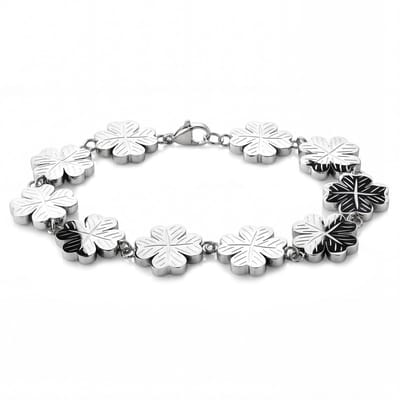 Clover | 15 mm zilverkleurige roestvrijstalen klaverarmband