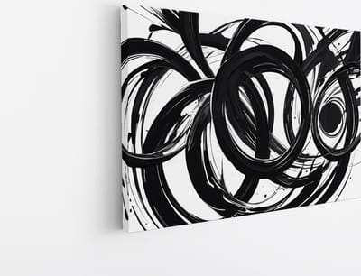 Saammp Canvas Schilderij - Abstract - Geometrische Kunst - Zwart-Wit - 30x20 - Foto op canvas - Wanddecoratie - muurdecoratie Woonkamer - Slaapkamer decoratie - Canvas Print