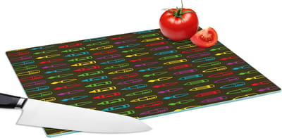 Glazen Snijplank - 39x28 - Potloden - Patronen - Stift - Regenboog - Snijplanken Glas