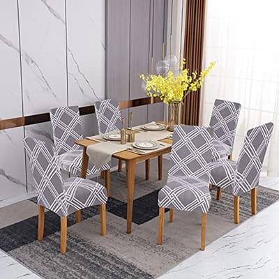 Set van 6 Stretch Stoelhoezen voor Eetkamerstoelen - Afneembaar en Wasbaar