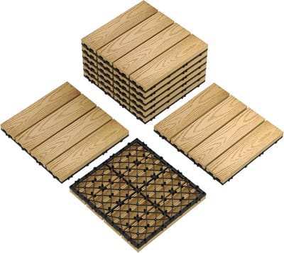 Composiet Vlondertegels Kliktegels - 30x30 cm - Set van 27 Stuks (2.43 m²) - Natuurlijke Houtlook - Weerbestendig WPC - Terrastegels voor Balkon, Tuin, Patio en Zwembad