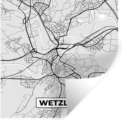 Muurstickers - Sticker Folie - Kaart - Duitsland - Plattegrond - Stadskaart - Wetzlar - 100x100 cm - Plakfolie - Muurstickers Kinderkamer - Zelfklevend Behang XXL - Zelfklevend behangpapier - Stickerfolie