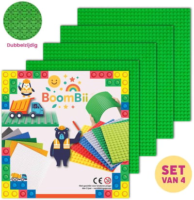 Dubbelzijdige bouwplaat groen - LEGO geschikt - set van 4 bouwplaten