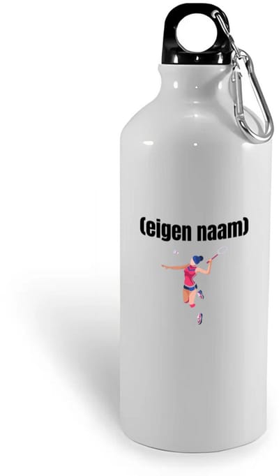 Hacebo® - badminton vrouw met eigen naam waterfles - Badminton - badmintonner - sport - Verjaardag cadeau - kado - geschenk - water fles - 400ML