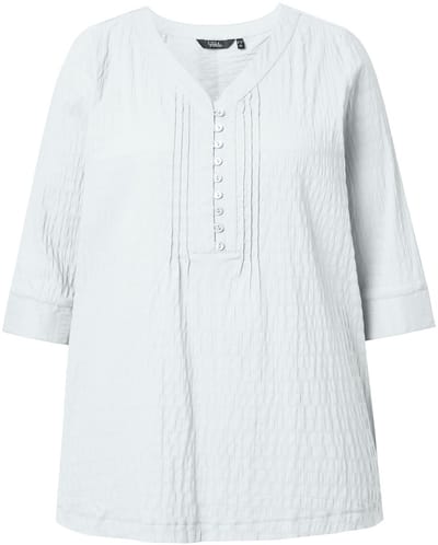 Ulla Popken - Dames - Tuniek bubble-materiaal 3/4-mouwen - Sneeuwwit - Maat 62+