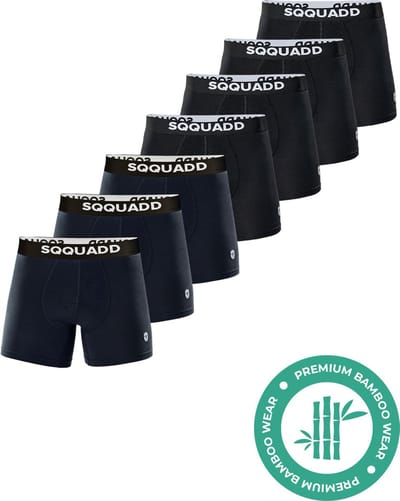 SQQUADD® Bamboe Ondergoed Heren - 7-pack Boxershorts - Maat S - Comfort en Kwaliteit - Voor Mannen - Bamboo - Navy - Zwart
