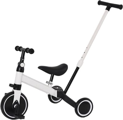 3-in-1 Driewieler Loopfiets met Duwstang voor Peuters vanaf 18 Maanden