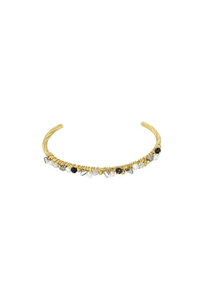 Yehwang Beady Bangle armband grijs | Goud