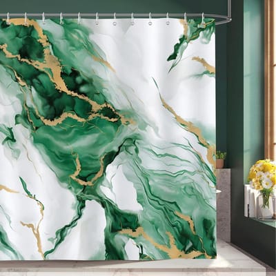 Marmer en Goud Moderne Abstracte Kunst Douchegordijn Waterdicht Wasbaar Badkamer Decoratief Douchegordijn 180 x 180cm W90xH180cm