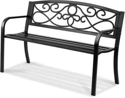 50 inch tuinbank met lattenzitarmleuningen en bloemenontwerp voor buiten en tuin