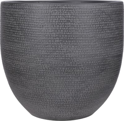 Mica Decorations Plantenpot/bloempot - Carrie - terracotta - zwart - flakes patroon - D39 x H36 cm