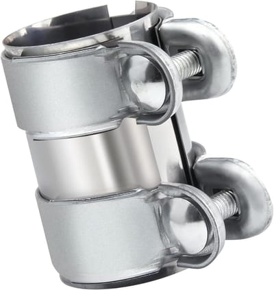 Uitlaatpijp klem - Dubbele slangklem - Vaste uitlaat - Roestvrij staal - 125 x 65 mm - Zilver