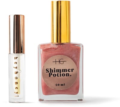 HG AESTHETICS Summer Shine Set – HeyHoney Lip Oil 10 ml + Elixir Shine Dry Oil 50 ml – Hydraterende Duo voor Stralende Lippen & Huid (Sunburst Pink + Honey) - cadeautje vrouw