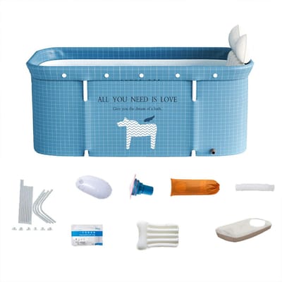 JHUBERS- Badkuip Opvouwbaar 120 x 55 x 50 cm - Plastic - Duurzaam - Ideaal voor Binnen/Buiten - Geschikt voor IJsbad - Makkelijk te Monteren - Opvouwbare Badkuip