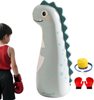 Opblaasbare bokszakset voor kinderen, 119 cm standdesign met handschoenen en pomp, duurzaam bounce-bokstrainingssysteem, actieve thuisfitnessspeloplossing voor kinderoefeningen